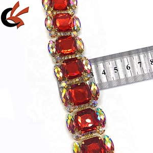 crystal rhinestone gold cup chain trims costume fashion Applique