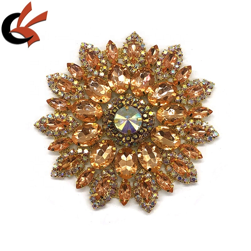 Gold Gorgeous Acrylic Crystal Rhinestone Diamante Motif Sew on Applique for Carnival Dress Decoration
