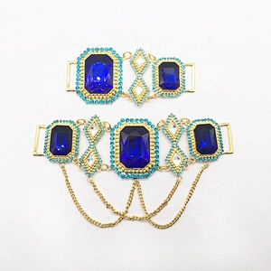Hot Selling Luxury Swim Sets Crystal Rhinestones Royal Blue Big Stone Rhinestone Bikini Connector