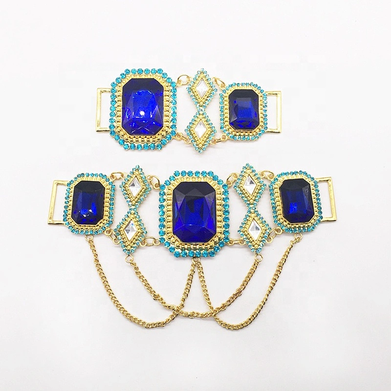 Hot Selling Luxury Swim Sets Crystal Rhinestones Royal Blue Big Stone Rhinestone Bikini Connector