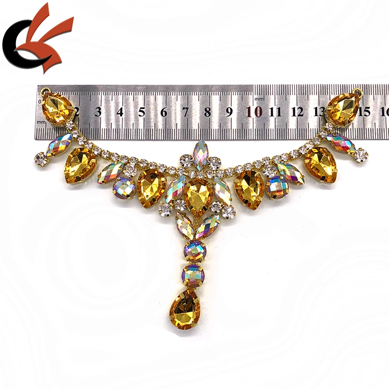 Wholesale Yellow Gold  rhinestone crystal connector for bikini for shoes in bulk