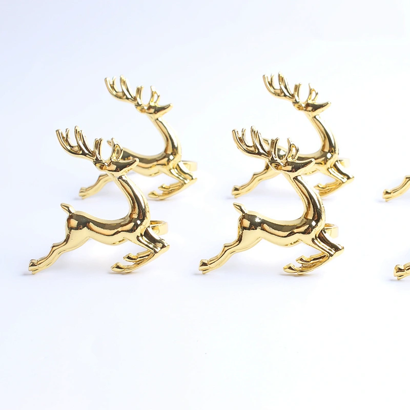 New arrival 2021 copper metal reindeer napkin ring for Christmas Dinning table setting
