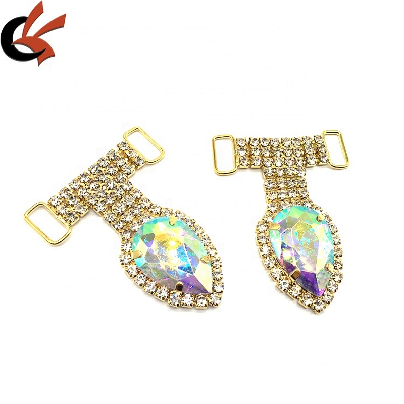 Factory Price Rhinestone Alloy Material Bikini Connector Accessories Crystal Buckle For Bikini Swimwear