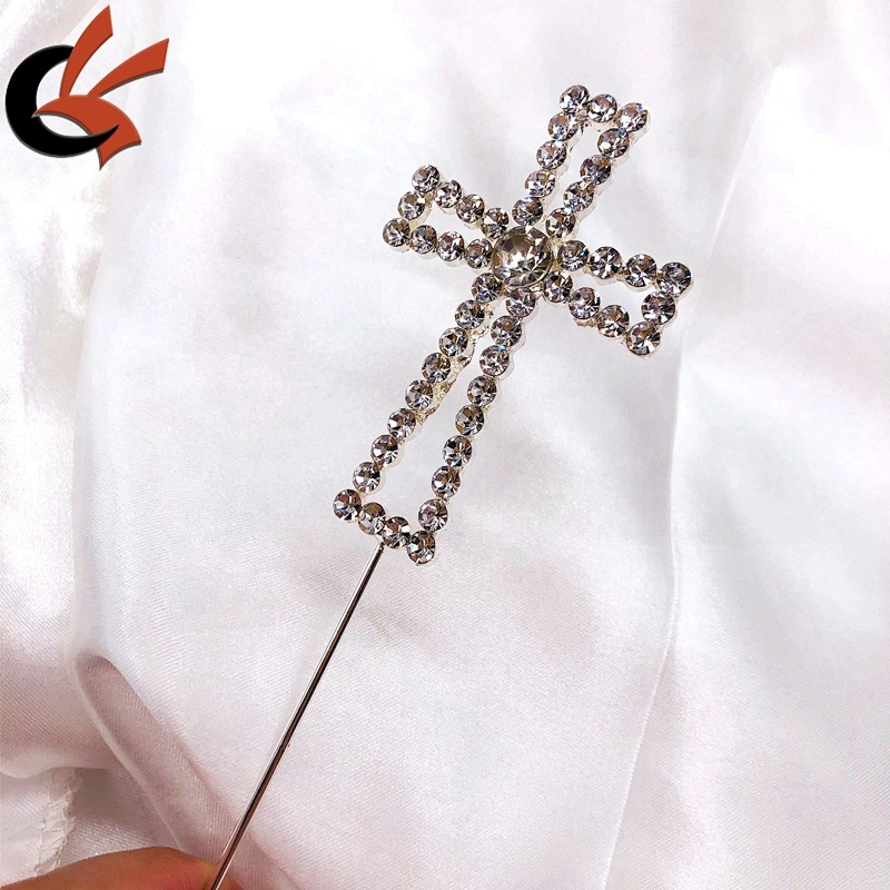 wedding decoration clear crystal 6cm height cross rhinestone cake topper