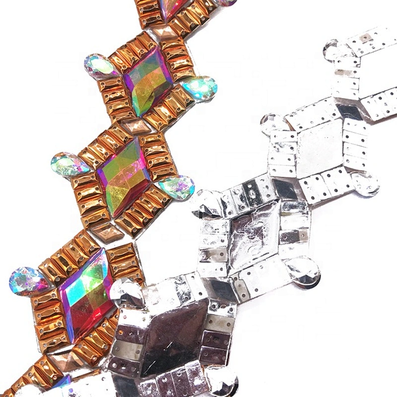 Custom Heat Transfer AB Resin Rhinestone Trim for Carnival Dress Party Dress