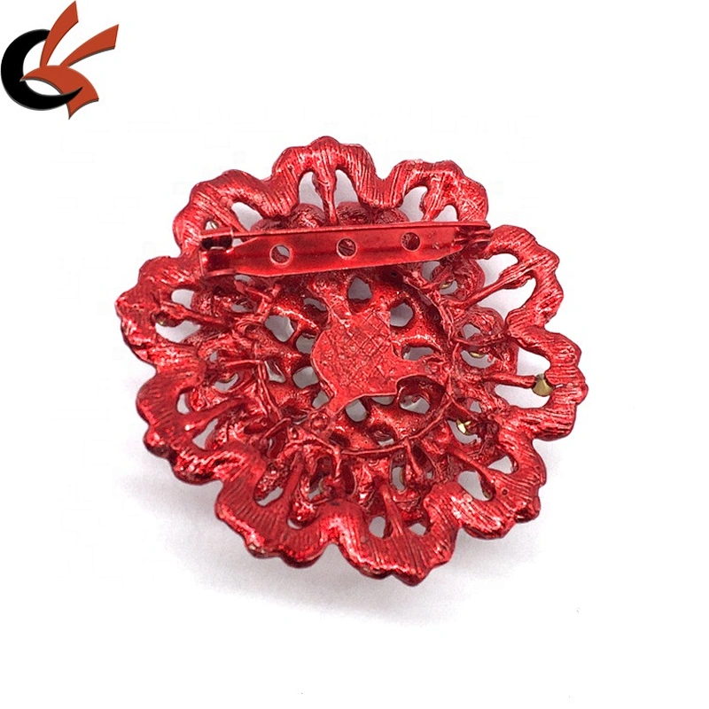 2020 New Arrival Garment Ornament Chromatic Large Flower Metal Brooches Pearl Pin Brooch For Women