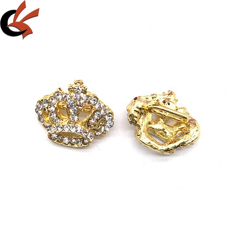 Factory Wholesale Cheap Price Mini Crown Shaped Button Mitil Color Metal Plating Shank Buckle For DIY Garment