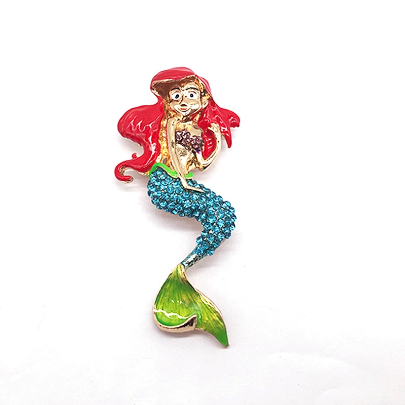Newer recommended enamelled  with rhinestone mermaid brooch women