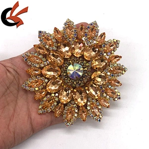 Gold Gorgeous Acrylic Crystal Rhinestone Diamante Motif Sew on Applique for Carnival Dress Decoration
