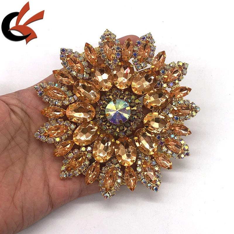 Gold Gorgeous Acrylic Crystal Rhinestone Diamante Motif Sew on Applique for Carnival Dress Decoration