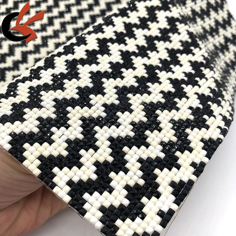 Black white ivory Mosaics square resin beads hot fix iron on Self-adhesive rhinestone sheets