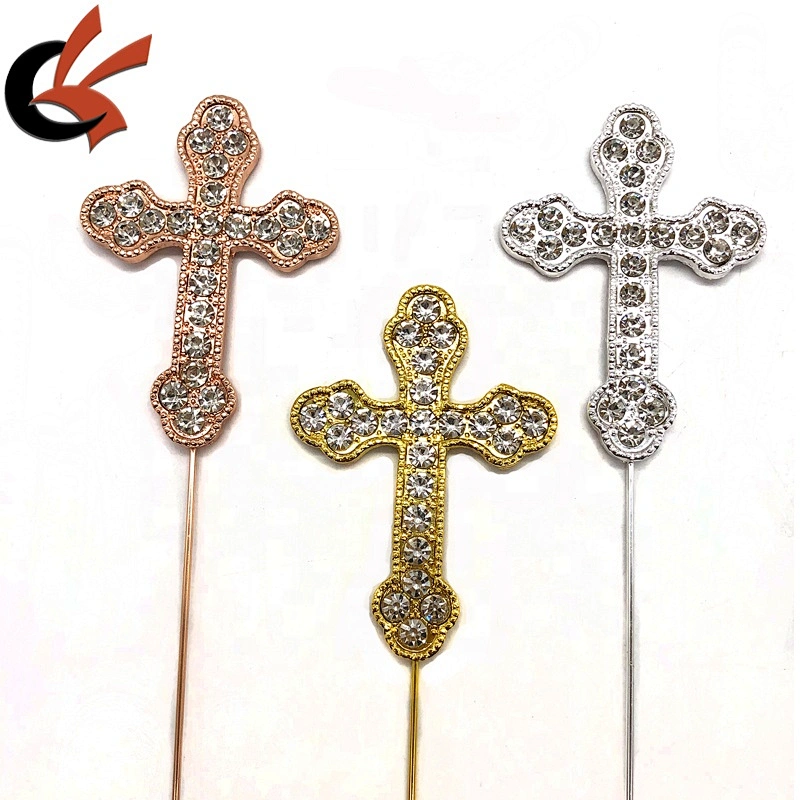 Metal cake topper Clear crystal rhinestone cross cake topper for cake decoration