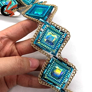New design costume embellishment iron on fancy rhinestone chain hot fix tape trimming