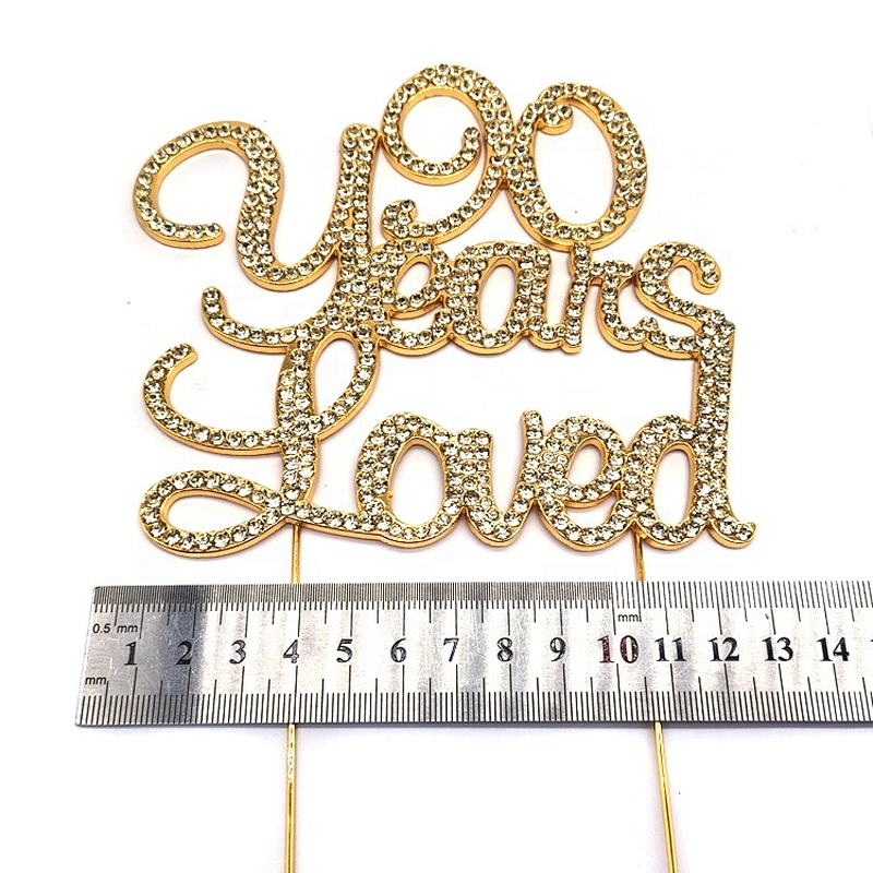 Any Age Available 90 Years Loved Birthday Celebration Decoration Rhinestone Cake Topper