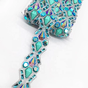 NEW iron on garment rhinestone applique trim hotfix resin beads chain trims for decoration