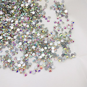 Clear White AB Flat Back Crystals Non Hot Fix Flatback Glass Rhinestone, 1440pcs SS16 Top Quality