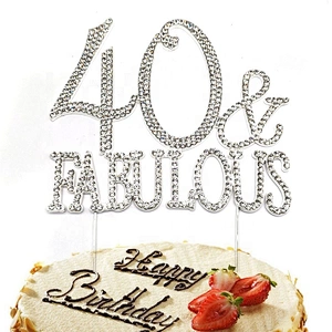 40 & Fabulous Cake Topper for 40th Birthday Party Decoration Supplies (Gold)