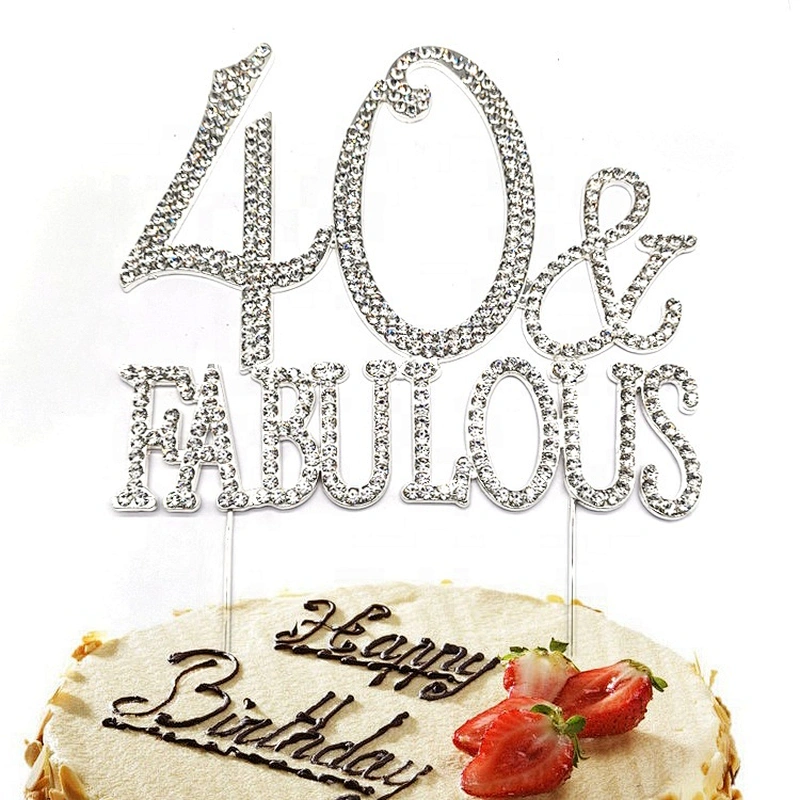40 & Fabulous Cake Topper for 40th Birthday Party Decoration Supplies (Gold)