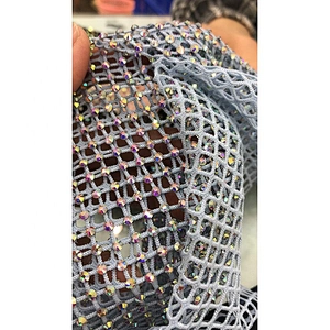 Factory Wholesale Elastic Stretch Crystal Trimming Rhinestone  Mesh Fabric For Shoes Clothes Garment Accessories