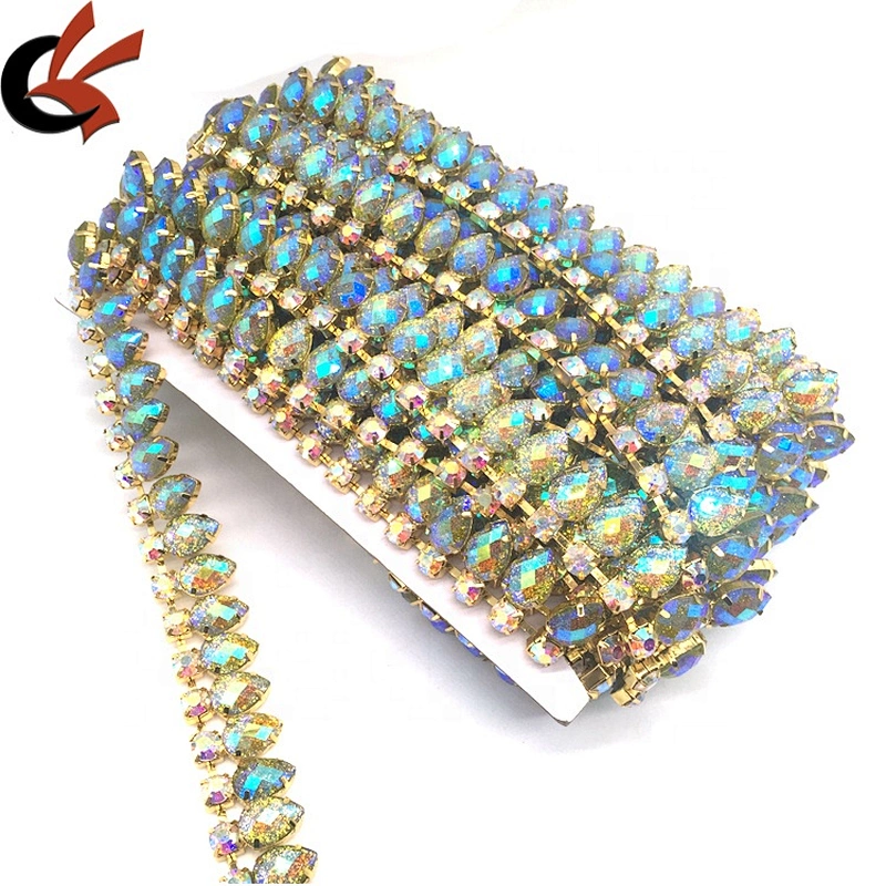 Wholesale Handmade Glitter Waterdrop Wedding Rhinestone Trim Appliques Dancer Trims Sash For Carnival
