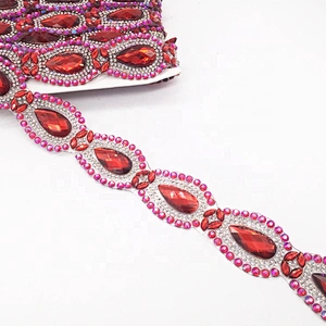 Trendy Style 2020 Newest Fashion colorful design rhinestone hot fix tape trimmings for carnival dress