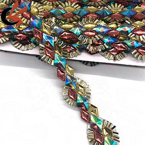 Costume decoration trims iron on rhinestone diamante chain trimming