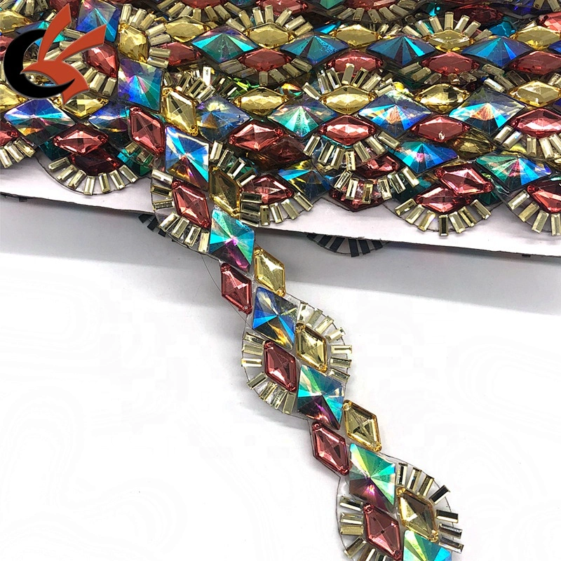 Costume decoration trims iron on rhinestone diamante chain trimming