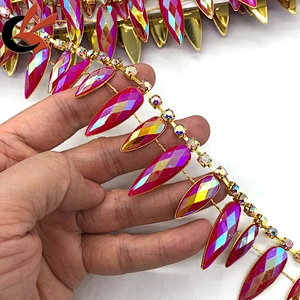 New fashion sparkling hot pink AB resin rhinestone trim for garment