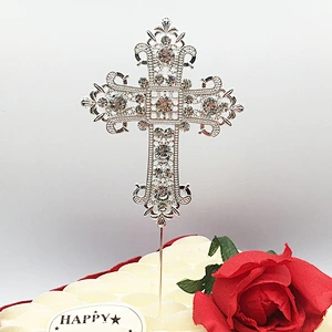 New products 2021 cross style cake topper for Wedding Religious Baptism Christening First Communion Confirmation