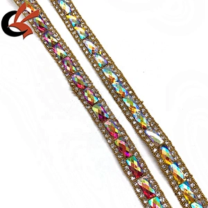 fashion style clothes edging hot fix crystal rhinestone ribbon trim