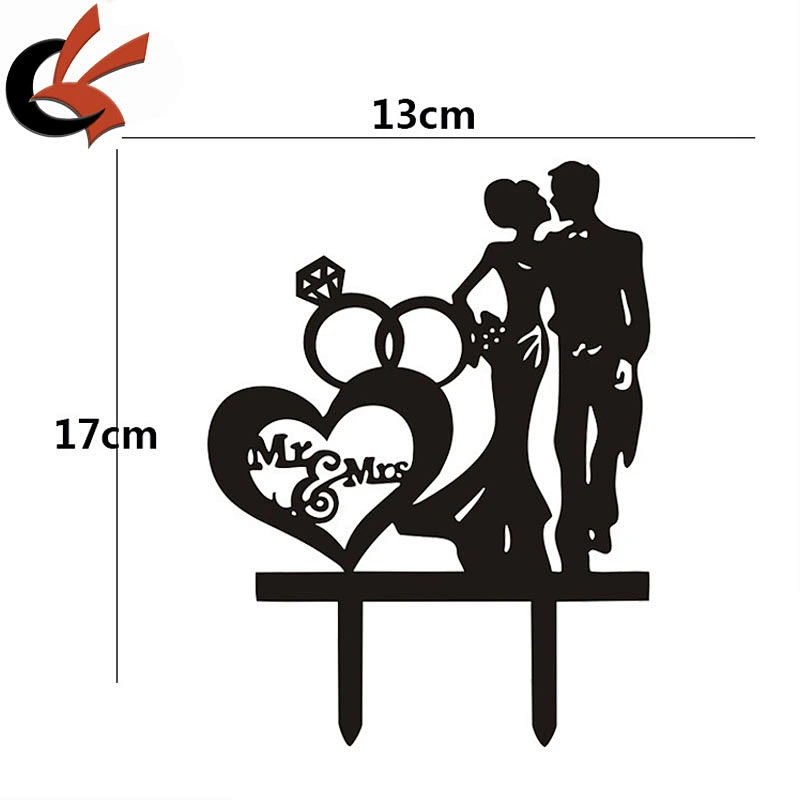 Laser Cut Personalized Mr&Mrs Black Acrylic Cake Topper