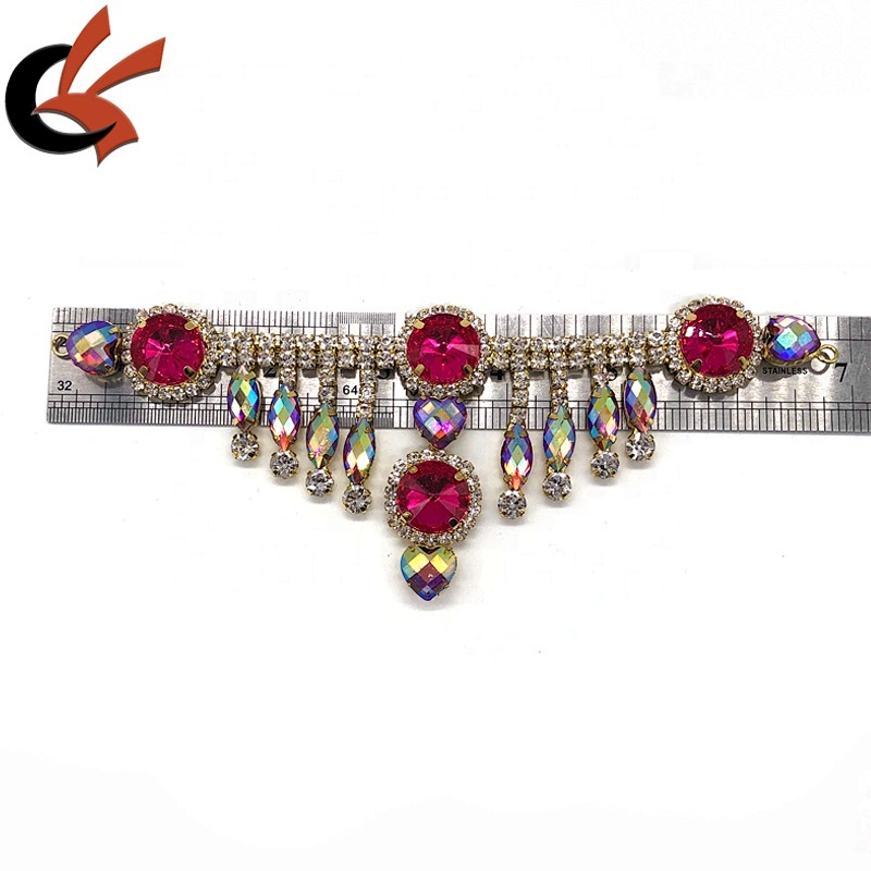 New Design hot pink AB Rhinestone Bikini Connectors Rhinestone Metal Chain Connector