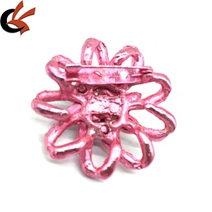 Custom Newest Color Metal Base Plating Rhinestone Fashion Women Crystal Rhinestone Pink Brooch Pin