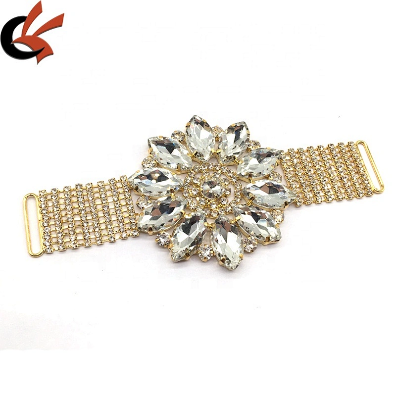 Women dresses belt decorative fashion flowers round bikini gold and silver plating crystal connector for swimwear