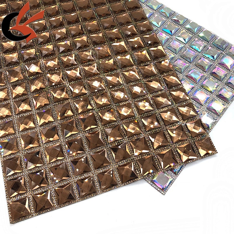 Various colors can choose large size square glass crystal iron on heat transfer mesh sheet