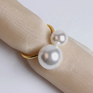 new style hotel table make decorative simple pearl wedding napkin ring