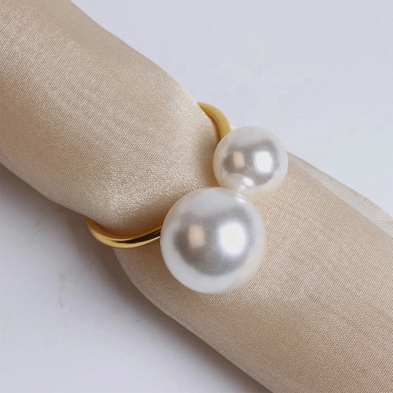 new style hotel table make decorative simple pearl wedding napkin ring