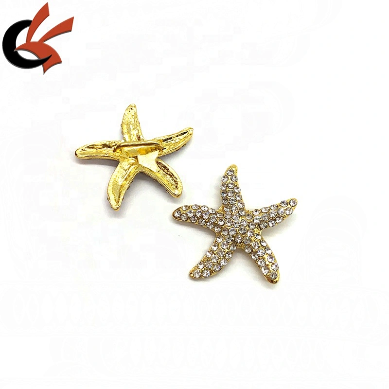 Wholesale high quality gold base clear crystal star shape rhinestone buckles for wedding