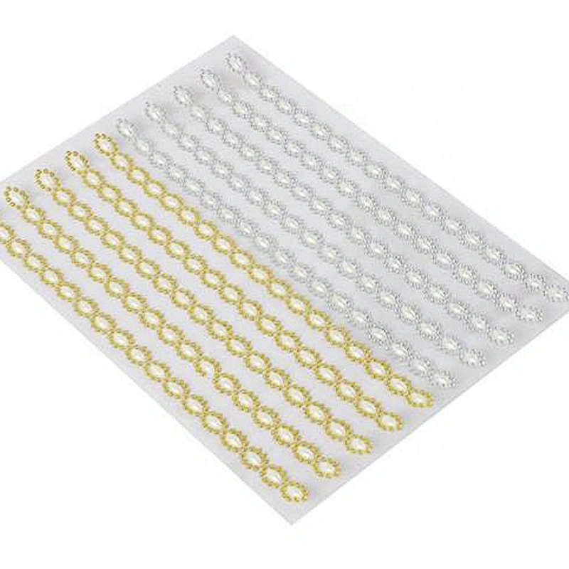 Custom Self Adhesive pearl rhinestone gems sticker for Craft decorative Border Trim
