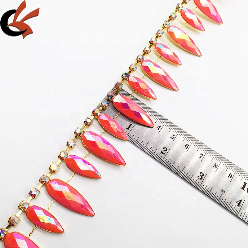 Wholesale bulk resin stone embellishing trendy diy rhinestone trims chain by yard