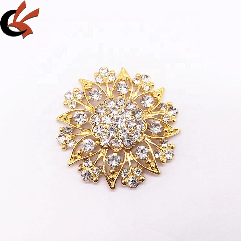 Flower Lapel Pin Alloy Metal Colored Rhinestone Brooches Women Girl Crystal Brooch In Bluk