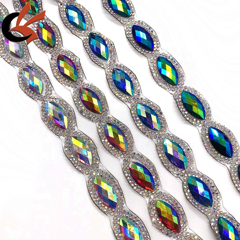 Customized fancy hot fix rhinestone trimming for costume decoration