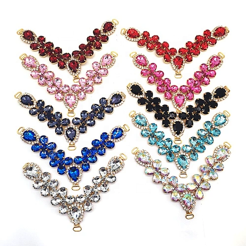 Personalized decorative shoe accessories acrylic crystal rhinestone V shape shoe chain