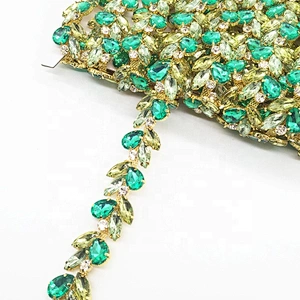 By Yard mix color crystal acrylic rhinestone chain trim for wedding dress belt and shoes