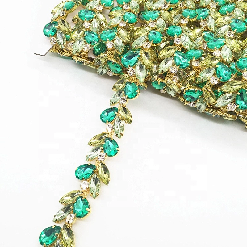 By Yard mix color crystal acrylic rhinestone chain trim for wedding dress belt and shoes