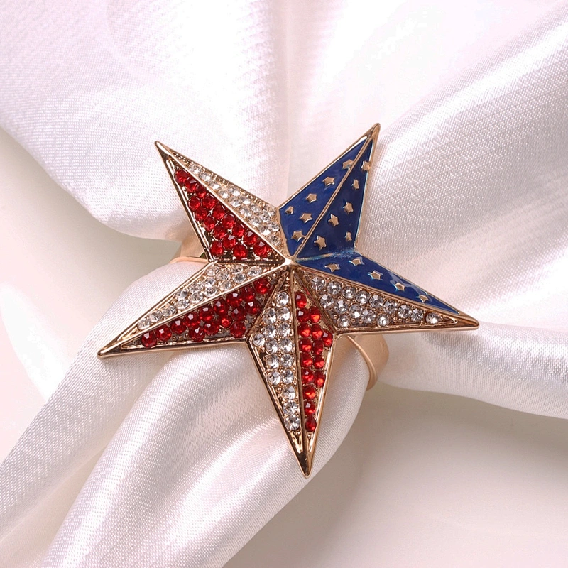 New design American flag guard five-pointed star disposable metal napkin ring for hotel banquet table accessory