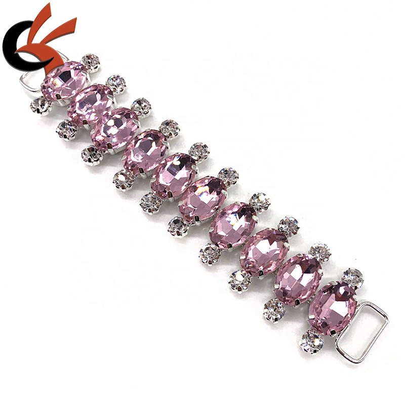 Fashion Pink glass bead crystal bikini connector for swimwear suite