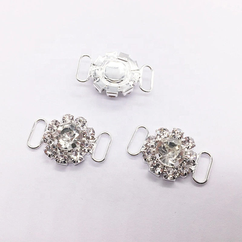 wholesale custom crystal connector accessories diamond flower rhinestone centre bikini connector