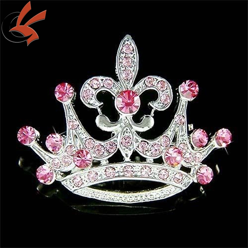 Silver Plated Rhinestone Pave Vintage Royal Crown Brooch Wedding Bridal Bouquet