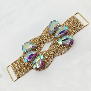 hot sale series bling gold plating with ab stone bikini connector in buckle